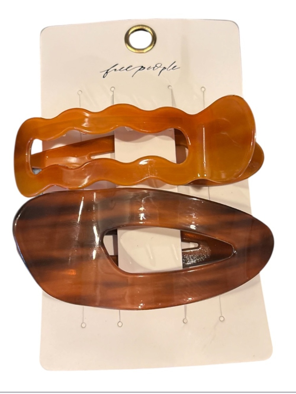 Free People Amber & Tortoiseshell Resin Hair Clip Duo